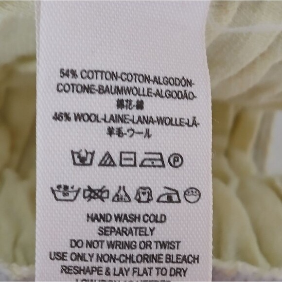 RARE Free People Wool/Cotton Fair Isle Button Sweater Grey Yellow S/M - Picture 10 of 11